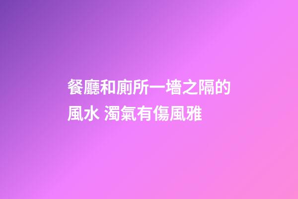 餐廳和廁所一墻之隔的風水 濁氣有傷風雅